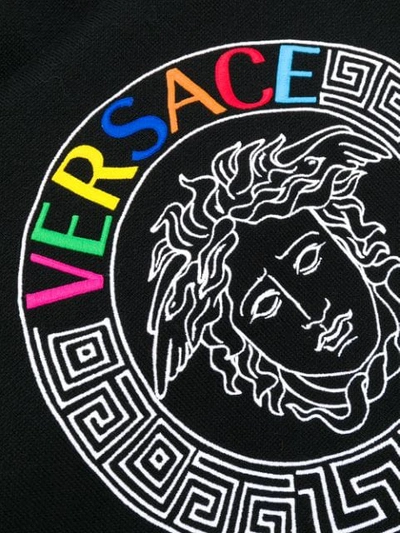 Shop Versace Embroidered Medusa Head Scarf In Black