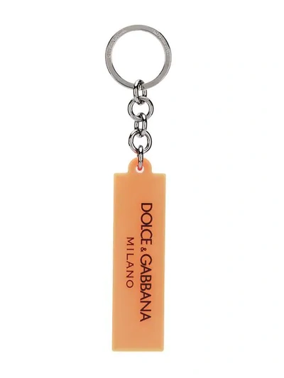 Shop Dolce & Gabbana Logo Printed Key Ring In Orange