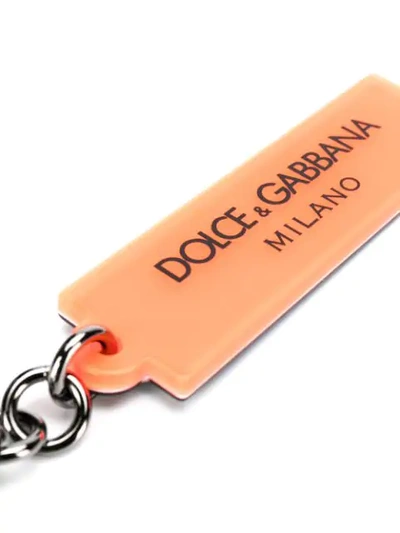 Shop Dolce & Gabbana Logo Printed Key Ring In Orange
