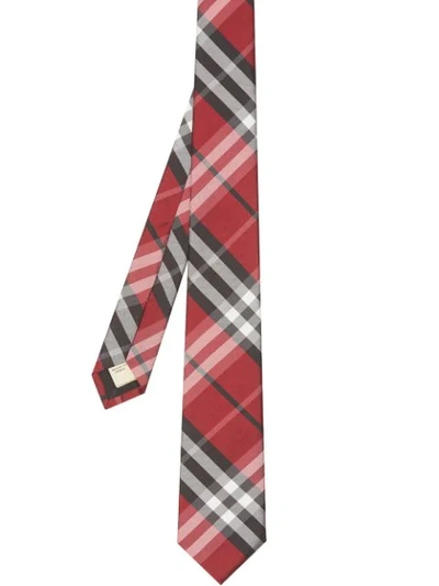Shop Burberry Modern Cut Vintage Check Silk Tie In Red