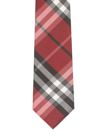 Shop Burberry Modern Cut Vintage Check Silk Tie In Red