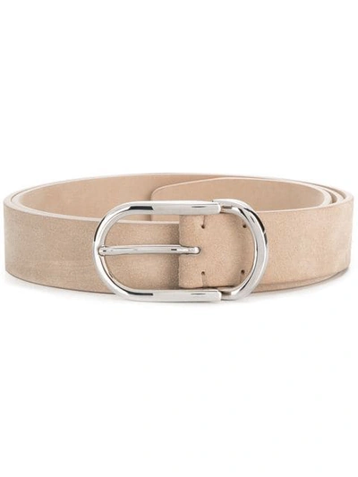 Shop Brunello Cucinelli Oval Buckle Belt In Neutrals