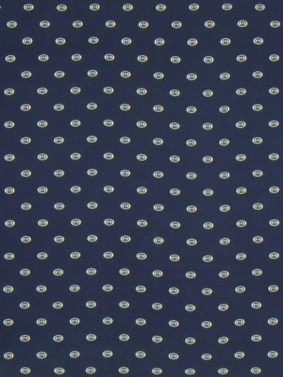 Shop Gucci Printed Silk Pocket Square In Blue