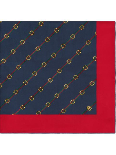 Shop Gucci Scarf With Stirrups And Web Print In Red