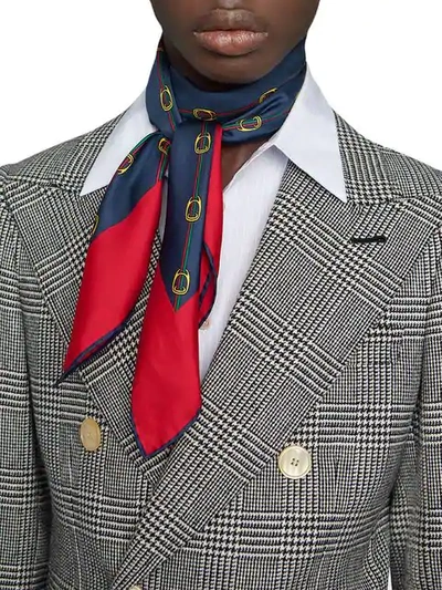 Shop Gucci Scarf With Stirrups And Web Print In Red