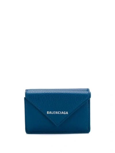 Shop Balenciaga Papier Mini Wallet In 4102 Blue Marine