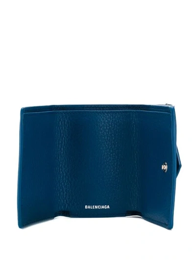 Shop Balenciaga Papier Mini Wallet In 4102 Blue Marine