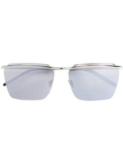 Shop Saint Laurent Rectangular Sunglasses In Silver