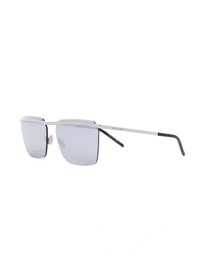 Shop Saint Laurent Rectangular Sunglasses In Silver