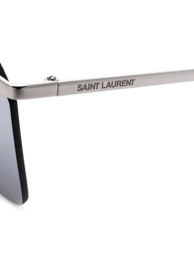 Shop Saint Laurent Rectangular Sunglasses In Silver