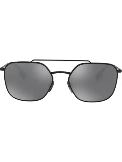 Shop Burberry Eyewear Square Frame Aviator Sunglasses In Black