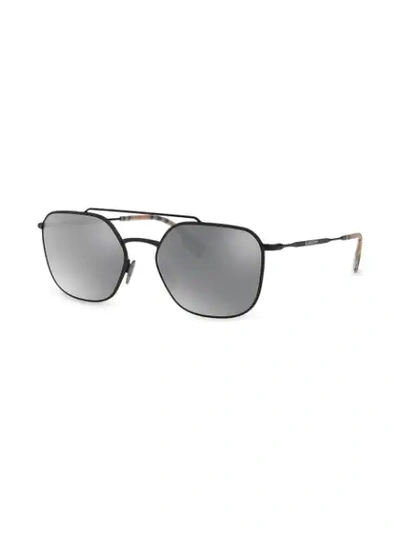 Shop Burberry Eyewear Square Frame Aviator Sunglasses In Black