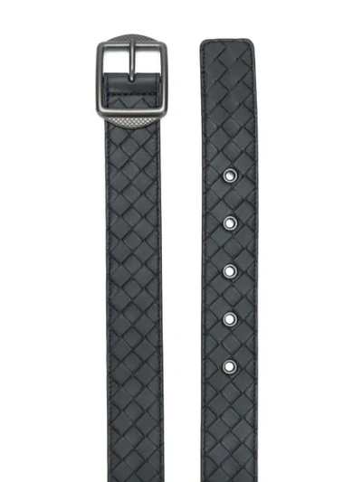 Shop Bottega Veneta Intrecciato Woven Belt In 4014 -tourmaline