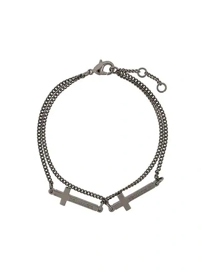 Shop Dsquared2 Double Cross Bracelet In Metallic