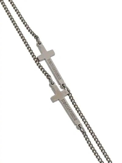 Shop Dsquared2 Double Cross Bracelet In Metallic
