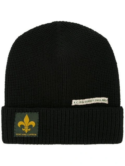 Shop Kent & Curwen Patch Detail Beanie In Black