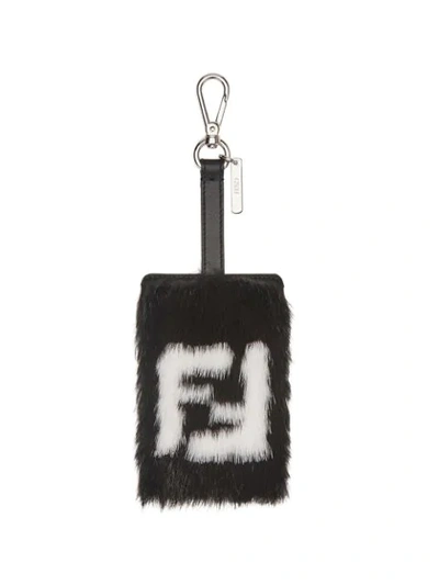 Shop Fendi Embellished Key Ring - Black