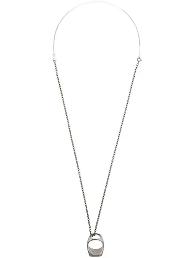 Shop Maison Margiela Ring Pendant Chain Necklace In Silver