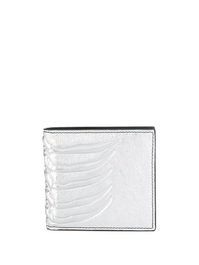Shop Alexander Mcqueen Ribcage Wallet In Silver