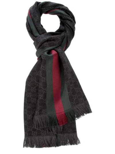 Shop Gucci Jacquard Gg Supreme Scarf In Black