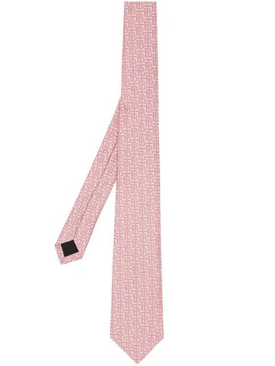 Shop Burberry Jacquard-krawatte Aus Seide In Pink