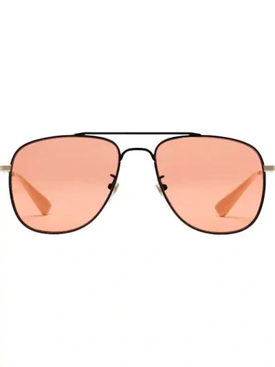 Shop Gucci Aviator Sunglasses In Orange