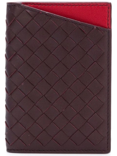 Shop Bottega Veneta Dark Barolo/china Red Intrecciato Nappa Card Case