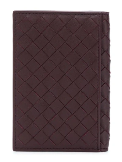 Shop Bottega Veneta Dark Barolo/china Red Intrecciato Nappa Card Case