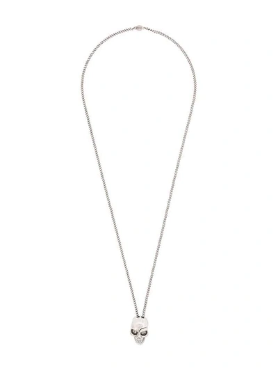 Shop Alexander Mcqueen Skull Pendant Necklace In Silver