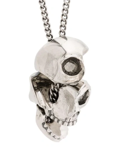 Shop Alexander Mcqueen Skull Pendant Necklace In Silver