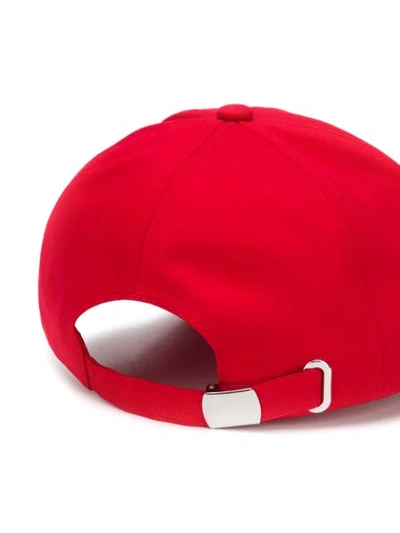 Shop Balmain Baseballkappe Mit Logo-stickerei In Red