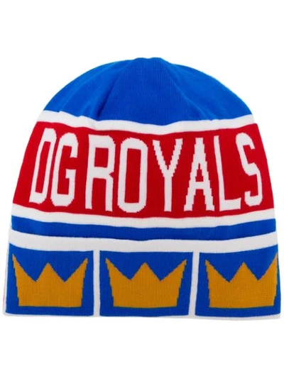 Shop Dolce & Gabbana Dg Royals Beanie In Blue