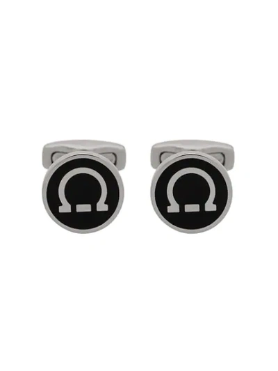 Shop Ferragamo Gancini Logo Cufflinks In Black