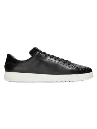 Shop Cole Haan Grandpro Croc-embossed Leather Sneakers In Black