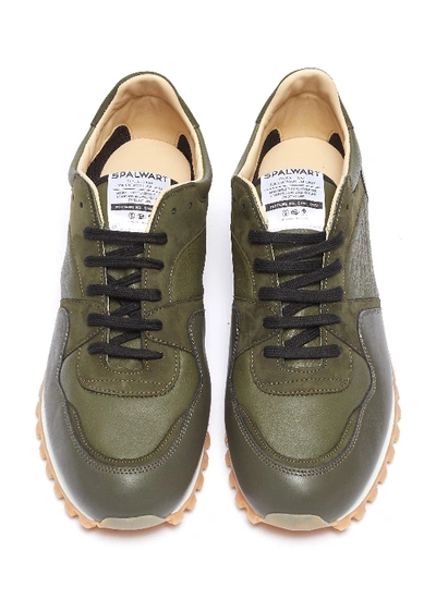 Shop Spalwart 'marathon Trail Low' Suede Panel Leather Sneakers In Army Green