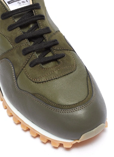 Shop Spalwart 'marathon Trail Low' Suede Panel Leather Sneakers In Army Green