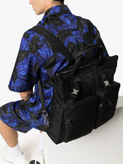 Shop Prada Black Multi Pocket Backpack