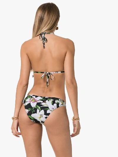 Shop Dolce & Gabbana Lily Print Ring Detail Bikini In Black