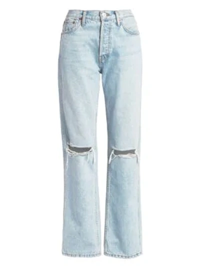 Shop Re/done High-rise Ripped-knee Loose Jeans In Bleach Destroy