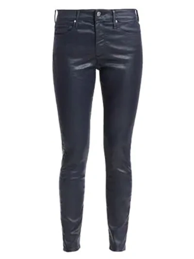 Shop Ag Women's Farrah Leatherette Mid-rise Ankle Skinny Jeans In Deep Trenches Navy