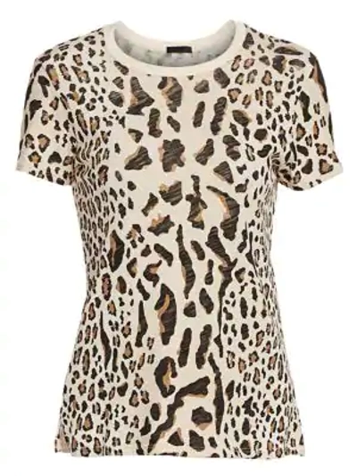 Shop Atm Anthony Thomas Melillo Mixed Leopard Print T-shirt In Camel Black Combo