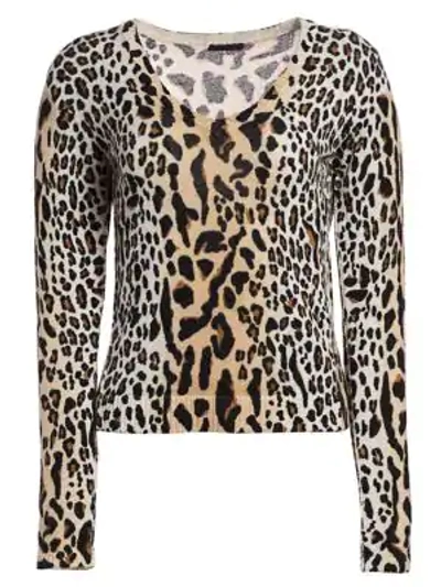 Shop Atm Anthony Thomas Melillo Cotton-blend Mixed-leopard Sweater In Camel Black Combo