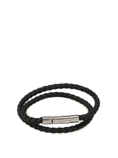 Shop Tod's Mycolors Black Leather Bracelet