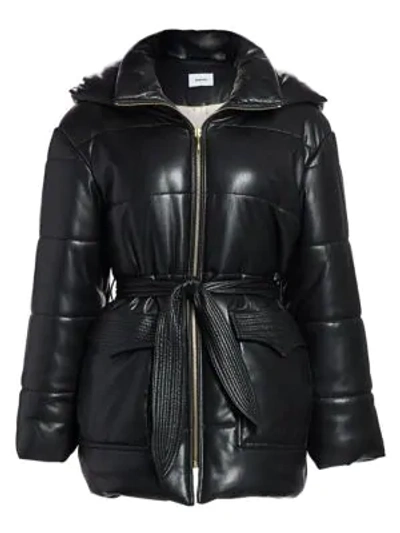 Shop Nanushka Lenox Vegan Leather Puffer Coat In Black