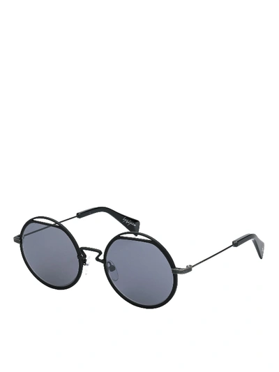 Shop Yohji Yamamoto Yy7012 Round Sunglasses In Black