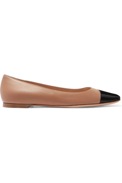 Shop Gianvito Rossi Leather Ballet Flats In Neutral