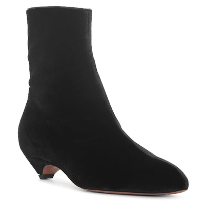 Shop Alaïa Black Velvet Pointed Boots