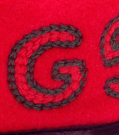 Shop Gucci Embroidered Beret In Red