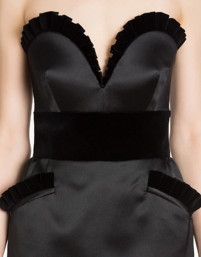 Shop Moschino Enver Satin Bustier Dress In Black