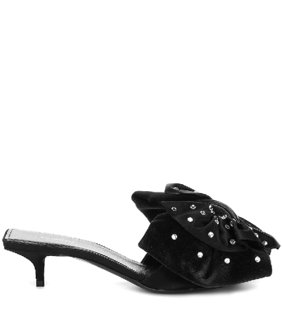 Shop Balenciaga Crystal-embellished Velvet Sandals In Black